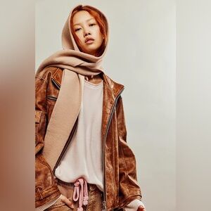 NWT FREE PEOPLE All For You Hooded Scarf In Mushroom